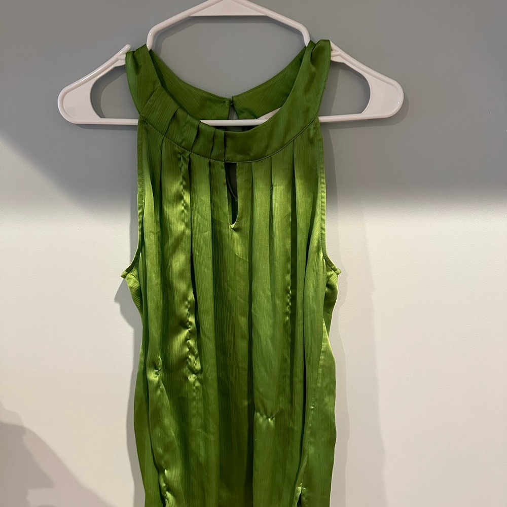 Y2K Green Sleeveless Pleated Top
